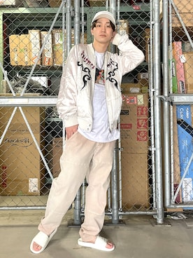 「DIESEL（ディーゼル）のアイテム（ブルゾン）」を使った、Hanedaさん（メンズ・181cm）の春コーディネート