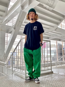 「エクストララージ」｜「アイテム（ニットキャップ/ビーニー）」を使った、小川 礼偉さん（メンズ・169cm）の春コーディネート