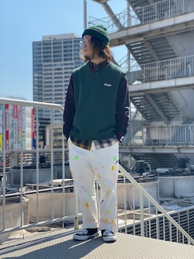 「エクストララージ」｜「アイテム（ニットキャップ/ビーニー）」を使った、小川 礼偉さん（メンズ・169cm）の春コーディネート