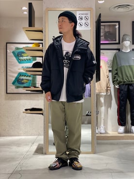 「XLARGE（エクストララージ）のアイテム（ナイロンジャケット）」を使った、小川 礼偉さん（メンズ・170cm）の冬コーディネート