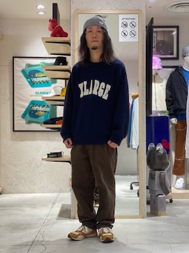 「エクストララージ」｜「アイテム（ニットキャップ/ビーニー）」を使った、小川 礼偉さん（メンズ・170cm）の冬コーディネート