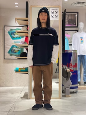 「エクストララージ」｜「アイテム（ニットキャップ/ビーニー）」を使った、小川 礼偉さん（メンズ・170cm）の冬コーディネート