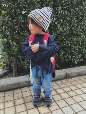 「b・ROOM（ビールーム）のアイテム（バッグ）」を使った、so-taさん（キッズ・90cm）の春コーディネート