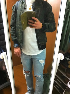 「カルバンクライン」｜「アイテム（ブルゾン）」を使った、takuma.wearさん（メンズ・176cm）の春コーディネート