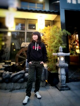 「Roots Canadaのアイテム（トップス）」を使った、Min Min CQさん（レディース・153cm）の秋コーディネート