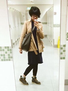 「NET（ネット）のアイテム（ピーコート）」を使った、Elle.woさん（レディース・172cm）の冬コーディネート
