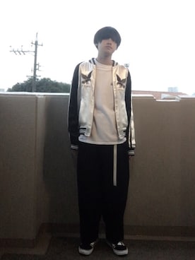 「黒髪」｜「アイテム（ブルゾン）」を使った、ayatoさん（メンズ・171cm）の秋コーディネート