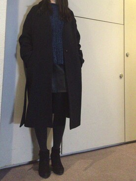 「A part by（アパートバイ）のアイテム（ノーカラージャケット）」を使った、minさん（レディース・158cm）の冬コーディネート