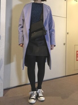 「ライブ」｜「アイテム（ノーカラージャケット）」を使った、minさん（レディース・158cm）の冬コーディネート
