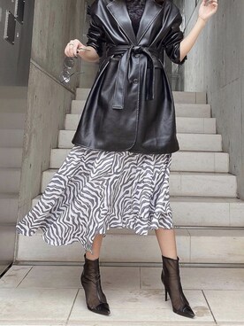 「Darich（ダーリッチ）のアイテム（ライダースジャケット）」を使った、Darichさん（レディース・160cm）の冬コーディネート