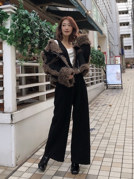 「Darich（ダーリッチ）のアイテム（オールインワン・サロペット）」を使った、Darichさん（レディース・160cm）の冬コーディネート