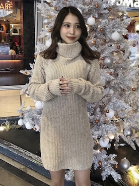 「ミニワンピ」｜Darichさん（レディース・160cm）の冬コーディネート