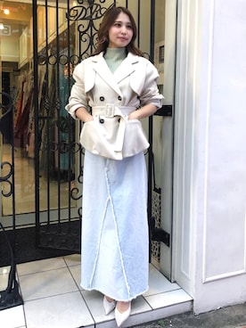 「アイテム（デニムスカート）」を使った、Darichさん（レディース・160cm）の冬コーディネート