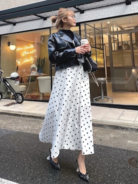 「Darich（ダーリッチ）のアイテム（ライダースジャケット）」を使った、Darichさん（レディース・160cm）の春コーディネート