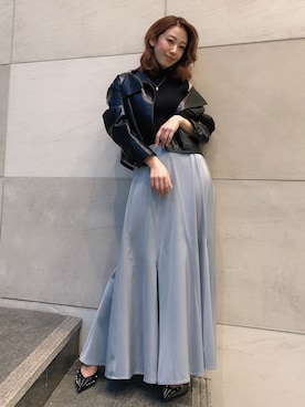 「Darich（ダーリッチ）のアイテム（ライダースジャケット）」を使った、Darichさん（レディース・160cm）の春コーディネート