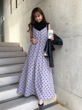 「Darich（ダーリッチ）のアイテム（ライダースジャケット）」を使った、Darichさん（レディース・160cm）の春コーディネート