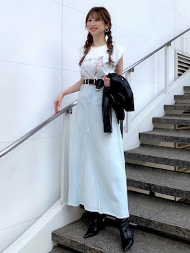 「Darich（ダーリッチ）のアイテム（ライダースジャケット）」を使った、Darichさん（レディース・160cm）の春コーディネート