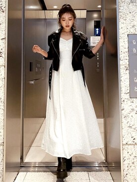 「Darich（ダーリッチ）のアイテム（ライダースジャケット）」を使った、Darichさん（レディース・160cm）の春コーディネート