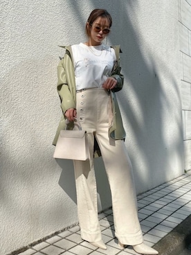 「アイテム（ダウンジャケット/コート）」を使った、Darichさん（レディース・160cm）の春コーディネート