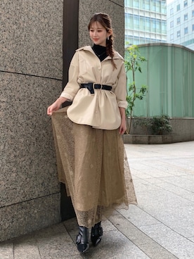 「アイテム（ダウンジャケット/コート）」を使った、Darichさん（レディース・160cm）の春コーディネート