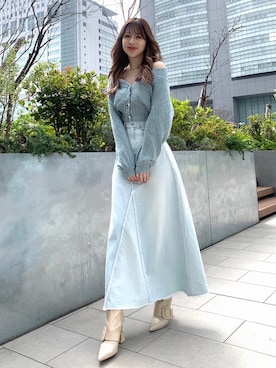 「アイテム（デニムスカート）」を使った、Darichさん（レディース・160cm）の春コーディネート