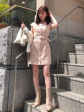 「Darich（ダーリッチ）のアイテム（ライダースジャケット）」を使った、Darichさん（レディース・160cm）の春コーディネート