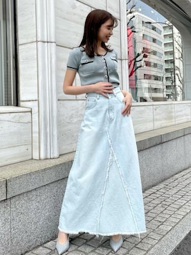 「アイテム（デニムスカート）」を使った、Darichさん（レディース・160cm）の春コーディネート