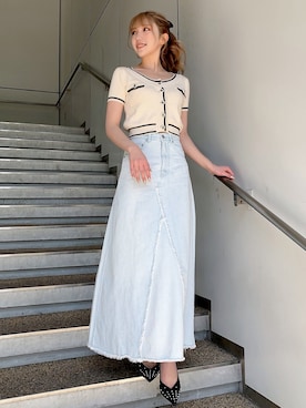 「アイテム（デニムスカート）」を使った、Darichさん（レディース・160cm）の春コーディネート