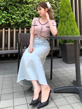 「アイテム（デニムスカート）」を使った、Darichさん（レディース・160cm）の春コーディネート