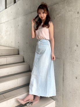 「アイテム（デニムスカート）」を使った、Darichさん（レディース・160cm）の春コーディネート