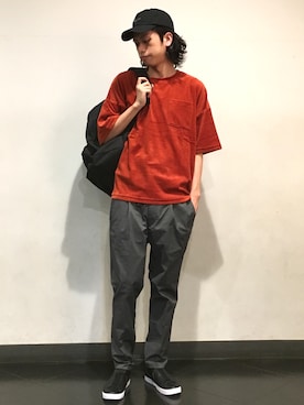 「RAGEBLUE（レイジブルー）のアイテム（キャップ）」を使った、藤瀬さん（メンズ・180cm）の夏コーディネート