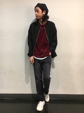 「RAGEBLUE（レイジブルー）のアイテム（ハンチング/ベレー帽）」を使った、藤瀬さん（メンズ・180cm）の秋コーディネート