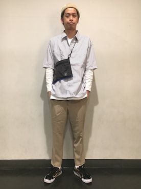 「RAGEBLUE（レイジブルー）のアイテム（ボディバッグ/ウエストポーチ）」を使った、藤瀬さん（メンズ・180cm）の春コーディネート