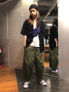 「WILD THINGS（ワイルドシングス）のアイテム（バッグ）」を使った、藤瀬さん（メンズ・180cm）の夏コーディネート