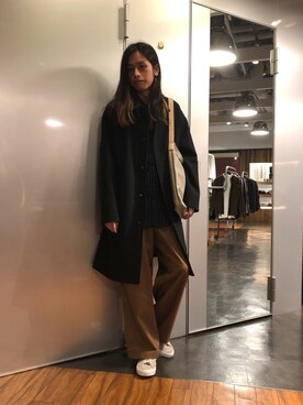 「RAGEBLUE（レイジブルー）のアイテム（ステンカラーコート）」を使った、藤瀬さん（メンズ・180cm）の秋コーディネート