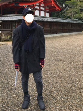 「tim.（ティム）のアイテム（パンツ）」を使った、subさん（メンズ・181cm）の冬コーディネート