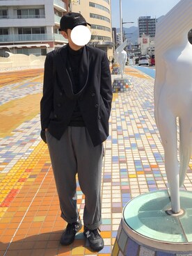 「my beautiful landlet（マイビューティフルランドレット）のアイテム（スラックス）」を使った、subさん（メンズ・181cm）の春コーディネート