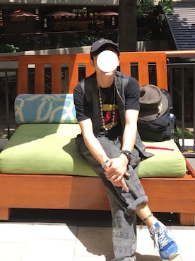 「AlexanderLeeChang（アレキサンダーリーチャン）のアイテム（Tシャツ/カットソー）」を使った、subさん（メンズ・181cm）の夏コーディネート