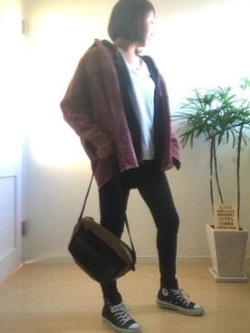 「ZARA（ザラ）のアイテム（ジャケット/アウター、ピンク系）」を使った、yuriri☺︎さん（レディース・154cm）の冬コーディネート