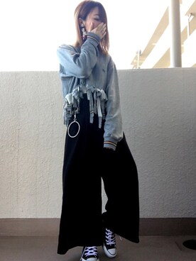 「アイテム（イヤリング（片耳用）、ホワイト系）」を使った、さわ⚡︎さん（レディース・153cm）の冬コーディネート