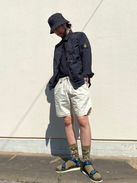 「BASISBROEK（バシスブルック）のアイテム（パンツ）」を使った、obashigeさん（メンズ・177cm）の春コーディネート