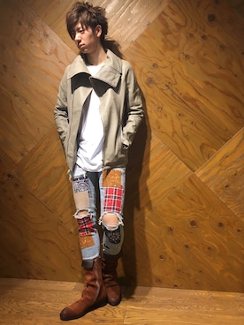 「NO ID.（ノーアイディ）のアイテム（ブルゾン）」を使った、NOID.NAGOYAさん（メンズ・181cm）の冬コーディネート