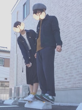 「HVC（エイチブイシー）のアイテム（パンツ）」を使った、あ🌷さん（レディース・156cm）の冬コーディネート