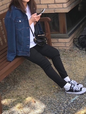 「GRL（グレイル）のアイテム（デニムジャケット）」を使った、canさん（レディース・156cm）の春コーディネート