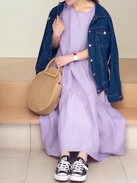 「GRL（グレイル）のアイテム（デニムジャケット）」を使った、canさん（レディース・156cm）の春コーディネート