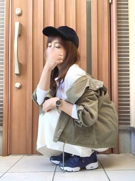 「GRL（グレイル）のアイテム（モッズコート）」を使った、canさん（レディース・156cm）の春コーディネート
