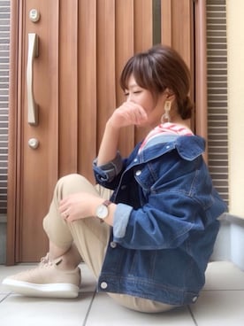 「GRL（グレイル）のアイテム（デニムジャケット）」を使った、canさん（レディース・156cm）の春コーディネート