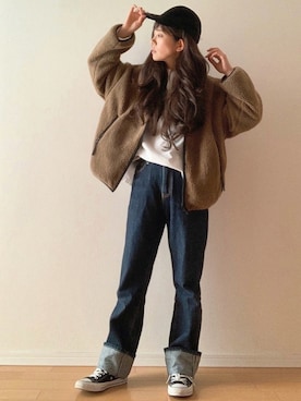 「SNIDEL（スナイデル）のアイテム（キャップ）」を使った、canさん（レディース・156cm）の冬コーディネート