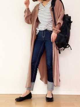 「UNE MANSION（ユヌマンション）のアイテム（シャツワンピース）」を使った、canさん（レディース・156cm）の春コーディネート