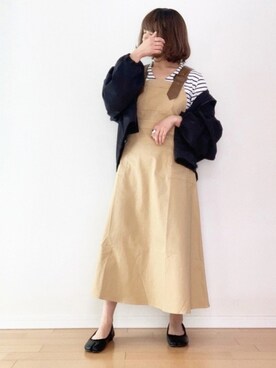 「アイテム（ジャンパースカート）」を使った、canさん（レディース・156cm）の春コーディネート